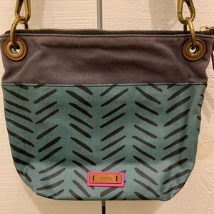 Fossil Waxed Canvas herringbone Crossbody Bag